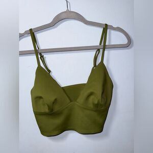 Intimately Free People Olive Green Neo Longline Bralette Size Medium NWOT